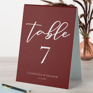 Elegant Burgundy Evening Wedding Table Number Table Tent