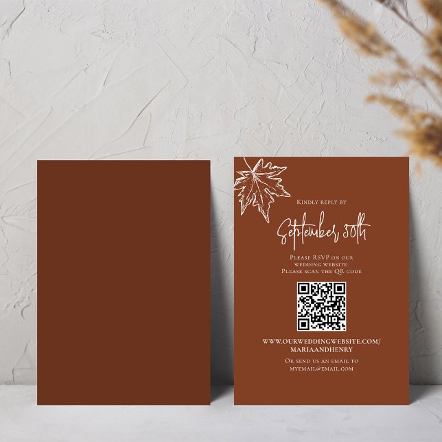 Elegant Burgundy Fall Leaves Wedding RSVP Card (Burgundy fall leaves RSVP enclosure card template.)