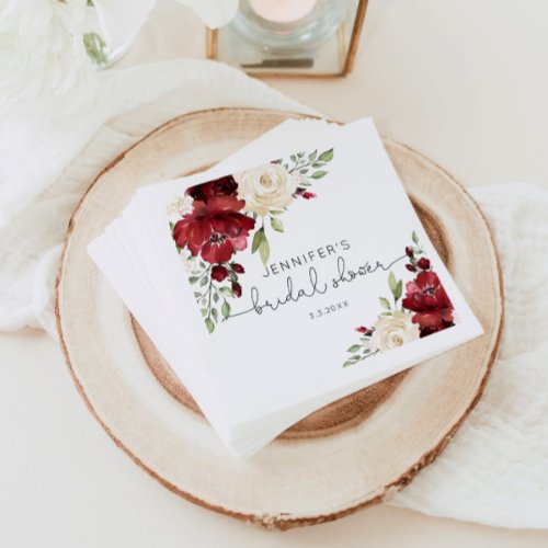 Elegant burgundy fall wedding napkins