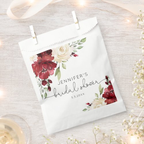 Elegant burgundy fall wedding napkins favor bag