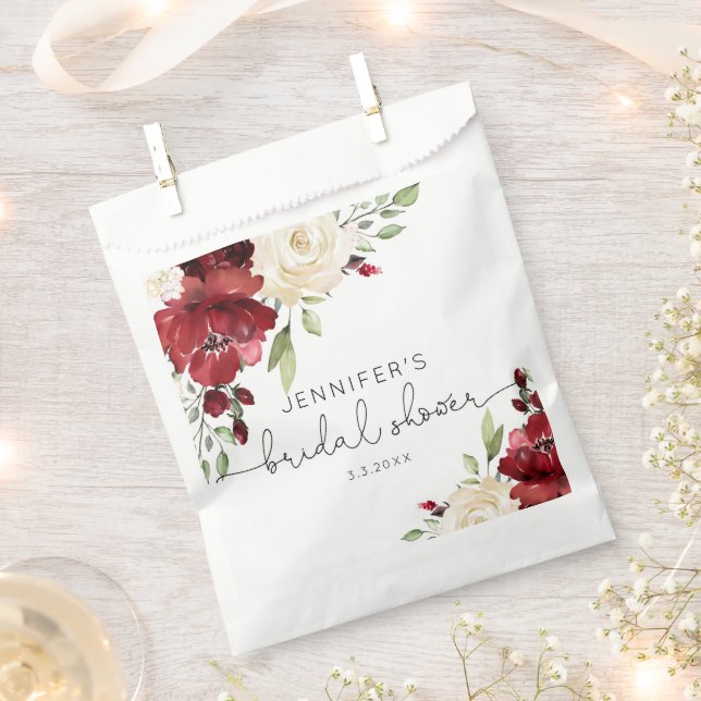 Elegant burgundy fall wedding napkins favor bag (Clipped)