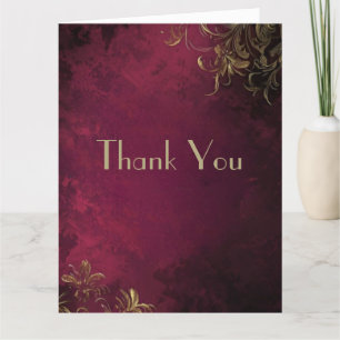 Elegant Burgundy & Faux Gold Letterpress Thank You Card