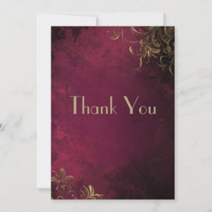 Elegant Burgundy & Faux Gold Thank You Card