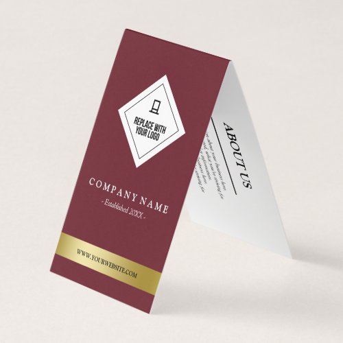 Elegant Burgundy Faux Gold Your Logo Hang Tag