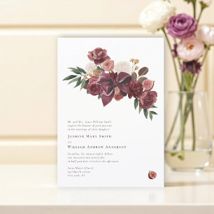 Elegant Burgundy fig Floral Wedding Announcement