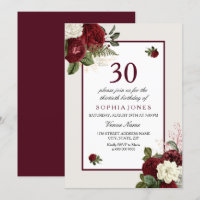 Elegant Burgundy Floral 30th Birthday Party