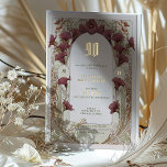 Elegant Burgundy Floral 90th Birthday Party Foil Invitation<br><div class="desc">Celebrate a 90th birthday with this stunning vintage floral party invitation. The design showcases intricate floral motifs in rich burgundy, soft green, and warm gold tones, accented with luxurious gold foil for an added touch of elegance. The detailed artwork, combined with classic fonts, creates a sophisticated and memorable invitation, perfect...</div>