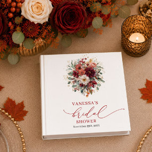 Elegant burgundy floral autumn bridal shower binde 3 ring binder