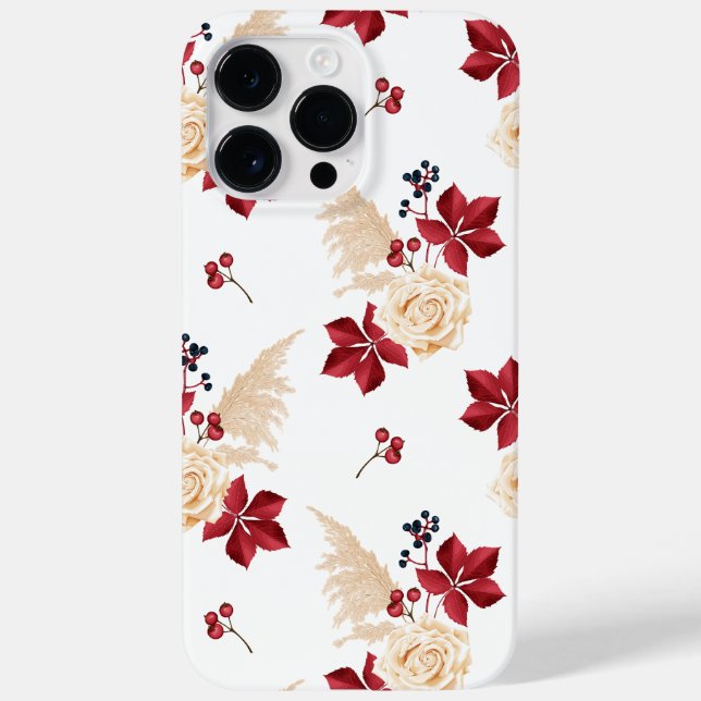 Elegant Burgundy Floral Autumn iPhone Case (Back)