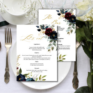 Elegant Burgundy Floral Blooms & Greenery Menu