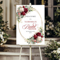 Elegant Burgundy Floral Boho Bridal Shower Wlecome