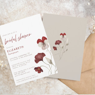 Elegant Burgundy Floral Botanical Bridal Shower Invitation