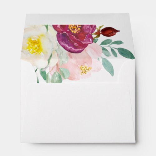 Elegant Burgundy Floral Budget Wedding Envelope