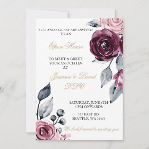 Elegant Burgundy Floral Business Corporate Party Invitation