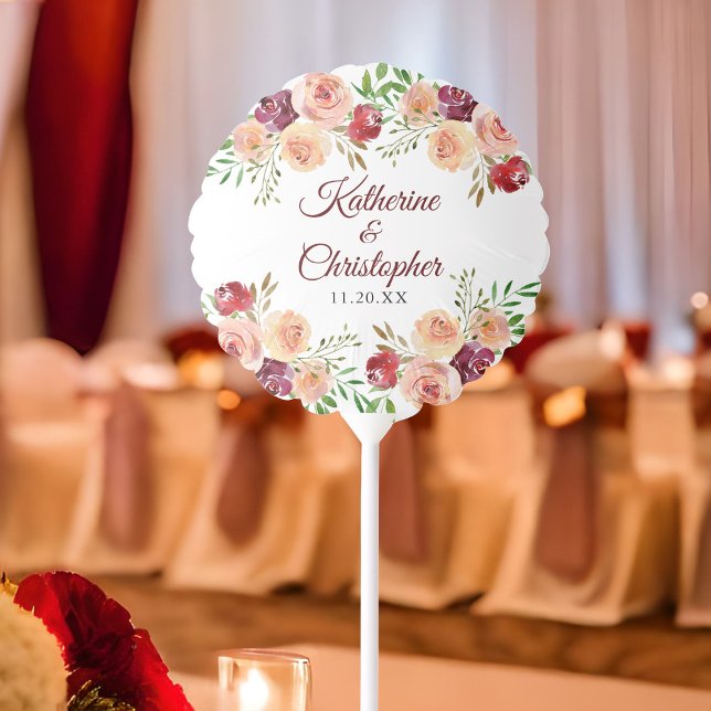 Elegant Burgundy Floral Custom Wedding Balloon (Creator Uploaded)