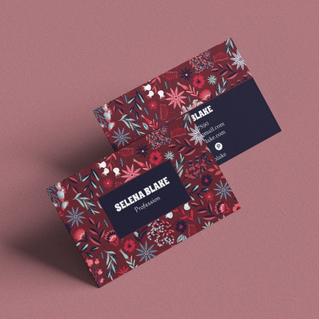 Elegant Burgundy Floral | Modern & Professional Business Card (Creator Uploaded)