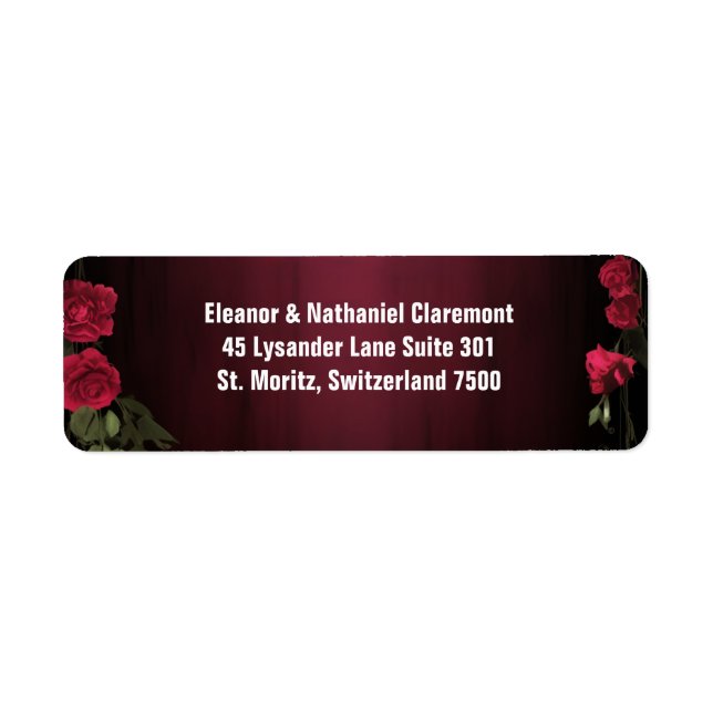Elegant Burgundy Floral Roses Chandelier Wedding Label (Front)