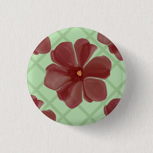 Elegant Burgundy Floral & Sage Green Lattice Patte Button