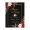 Elegant Burgundy Floral Save the Date Black Gold