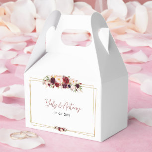 Elegant Burgundy Floral Small Keepsake Favor Boxes