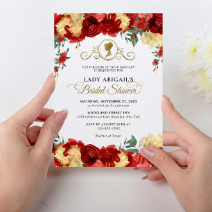 Elegant Burgundy Floral Victorian Bridal Shower Invitation