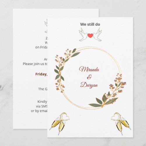 Elegant Burgundy Floral Wedding Anniversary  Invitation