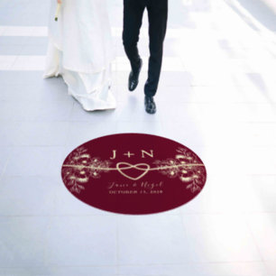 Elegant Burgundy Floral Wedding Floor Decals