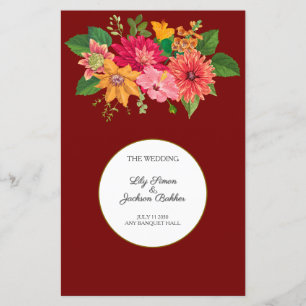 Elegant Burgundy Floral Wedding Menu