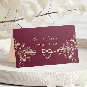 Elegant Burgundy Floral Wedding Place Card