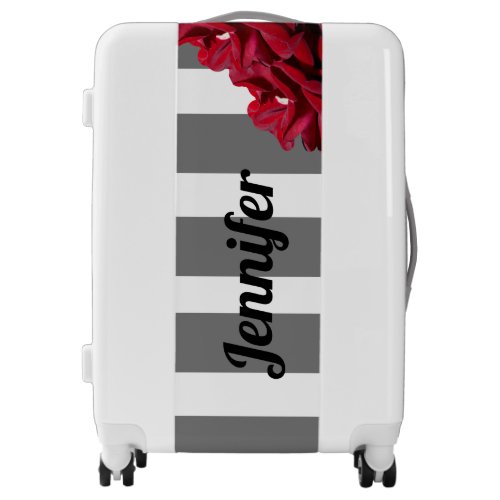 Elegant Burgundy Floral White Monogram Luggage