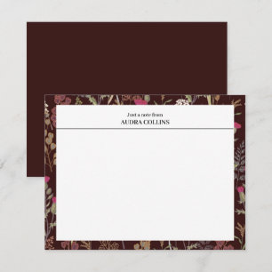 Elegant Burgundy Flower Pattern Custom Greeting Note Card