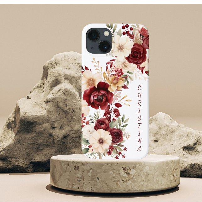 Elegant Burgundy Flowers Case-Mate iPhone Case (Creator Uploaded)