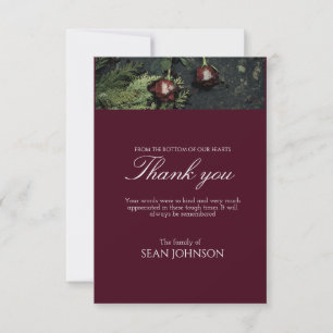 Elegant Burgundy Forever in Our Hearts Funeral Thank You Card