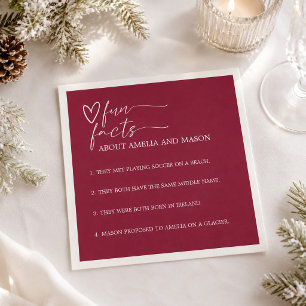 Elegant Burgundy Fun Facts Wedding Napkins