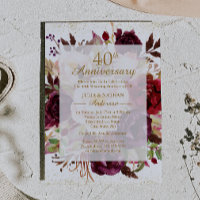 Elegant Burgundy Gold 40th Wedding Anniversary