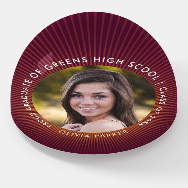 Elegant Burgundy Gold Achievement Graduation Paperweight (Angled)
