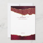 Elegant Burgundy & Gold Agate Wedding Advice Card<br><div class="desc">Celebrate in style with these modern and trendy advice cards. The design features a watercolor burgundy and gold glitter agate background with matching handwritten script font wording. These cards will allow your guests to write a note of advice for you to keep and read over in years to come. The...</div>