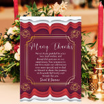 Elegant Burgundy &amp; Gold Boho Wedding Anniversary Thank You Card