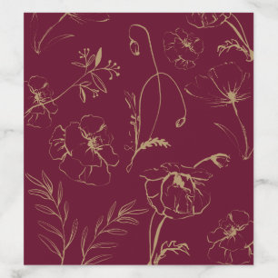 Elegant Burgundy Gold Botanical Fine Art Envelope Liner