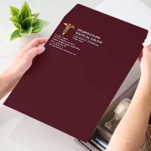 Elegant Burgundy Gold Caduceus Medical Business Envelope Mailers