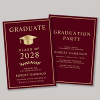 Elegant Burgundy Gold College Graduation Party