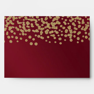 Elegant Burgundy & Gold Confetti Envelope