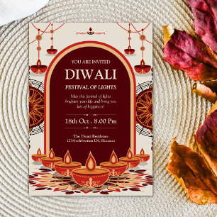 Elegant Burgundy Gold Diwali Party Invitation