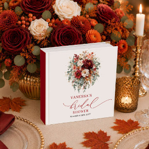 Elegant Burgundy Gold floral autumn bridal shower 3 Ring Binder