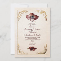 Elegant Burgundy Gold Floral Wedding Invitation