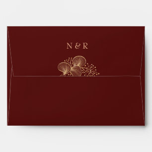 Elegant Burgundy & Gold Gilded Wedding Envelope
