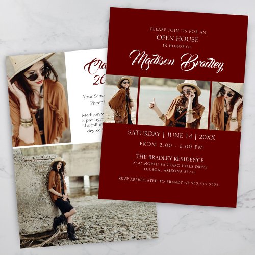 Elegant Burgundy  Gold Graduation Invitation