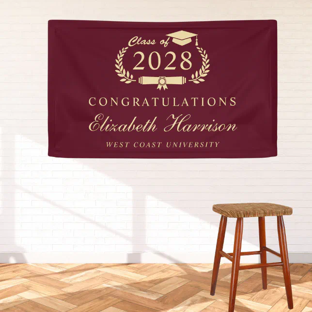 Amazon.com: Burgundy Party Decorations Maroon Champagne Gold  Elegant Burgundy Party Banner display picture 1