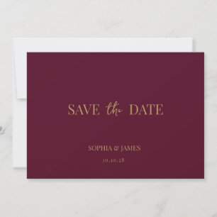 Elegant Burgundy Gold Minimalist Wedding  Save The Date
