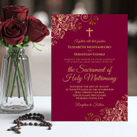 Elegant Burgundy & Gold Modern Catholic Wedding